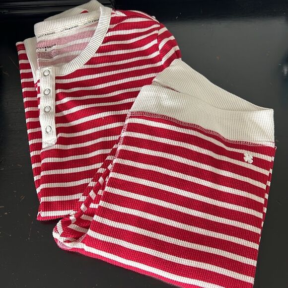 Lucky Brand Waffle Stretchy Red/White Stripe Pajama Set - Picture 2 of 11